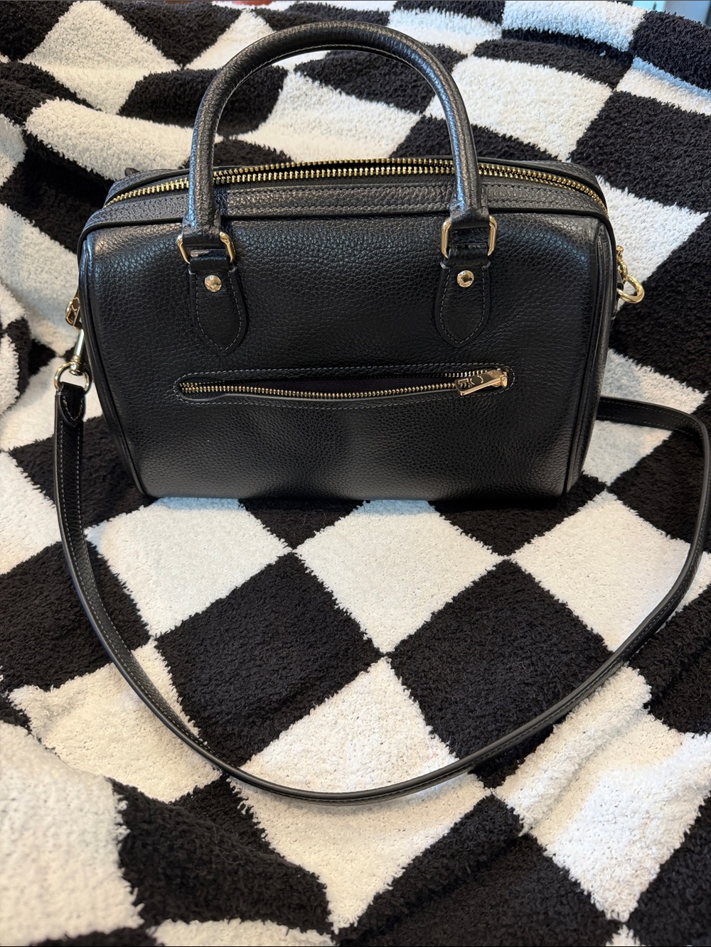 Coach Rowan Black Leather Satchel with Gold Hardware - Picture 4 of 4